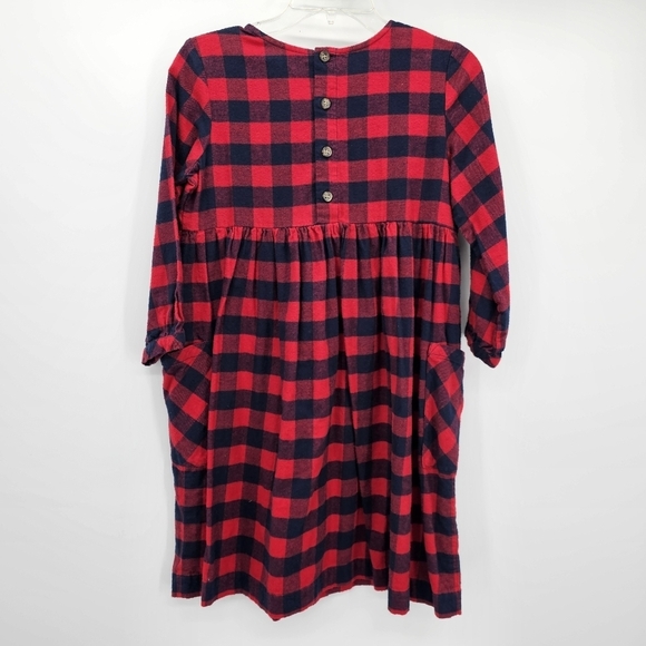 Hanna Anderson Red & Navy Buffalo Plaid Flannel Dress Girks Size 14/16 - Picture 6 of 7